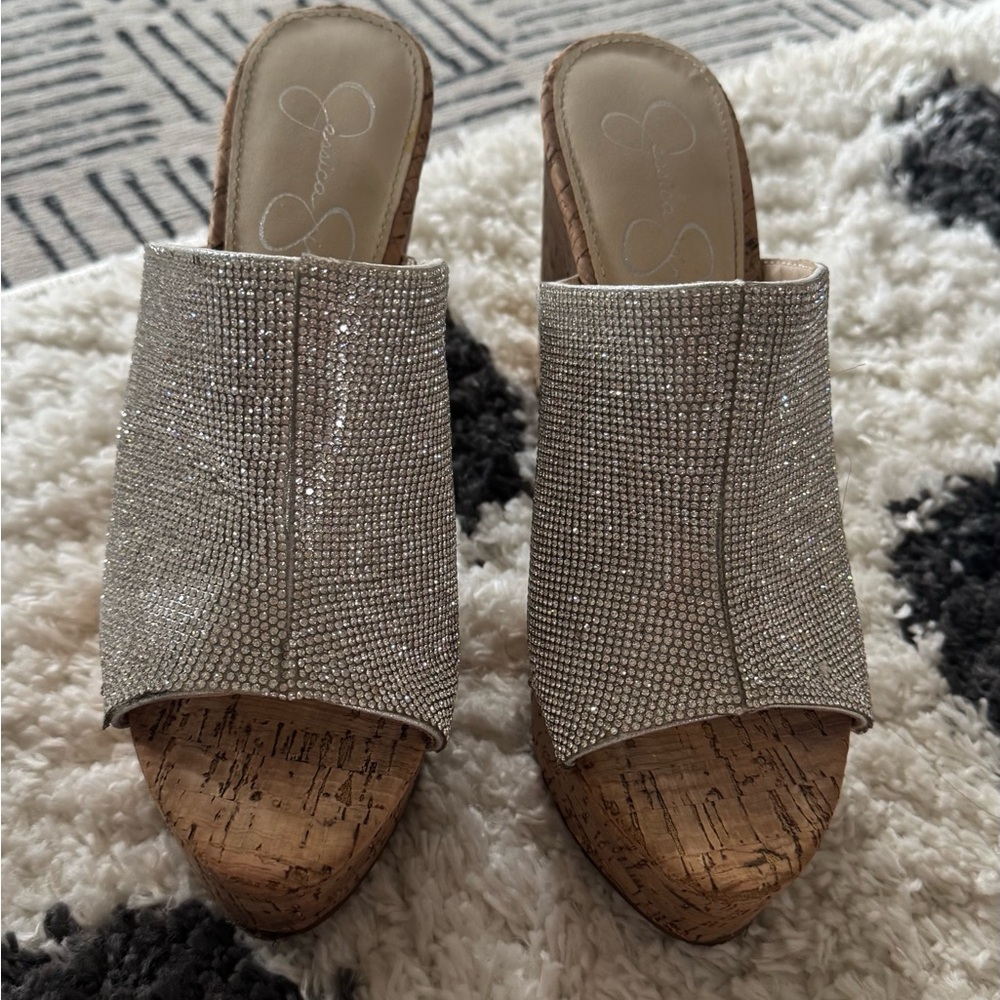Elegant Silver Rhinestone Women's Mules by Jessica Simpson